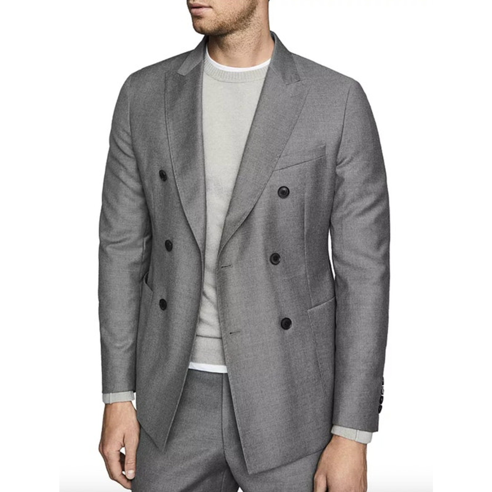 Reiss Woking Flannel Slim Fit Blazer Size 42 Mens Gray Jacket $620 Wool